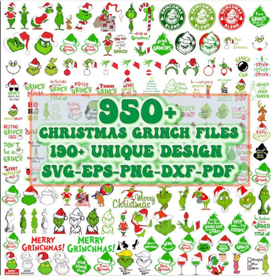 950 Files And 190 UNIQUE DESIGN The Grinch Christmas Svg