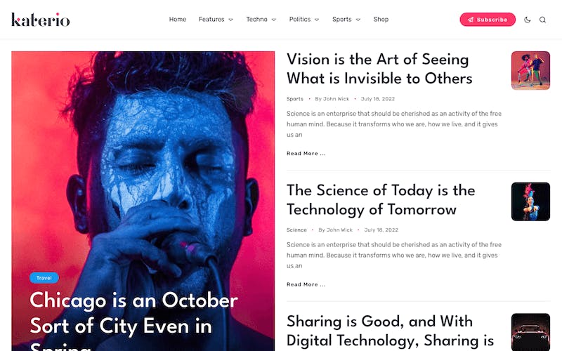 Katerio - Magazine & Blog WordPress Theme