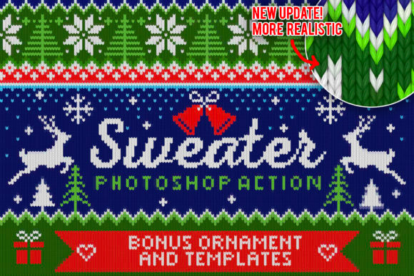 Knitted Effect Ugly Christmas Sweater - Photoshop Action