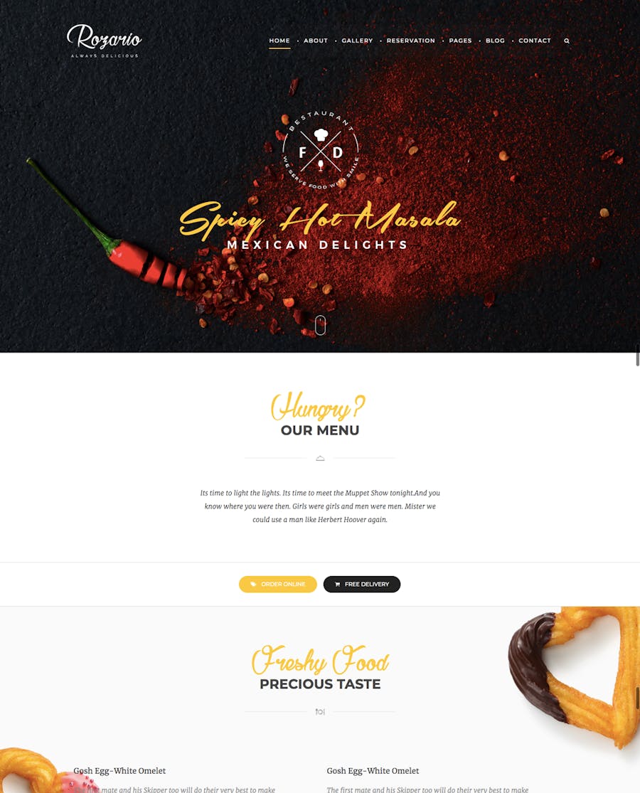 Rozario - Restaurant & Food WordPress Theme