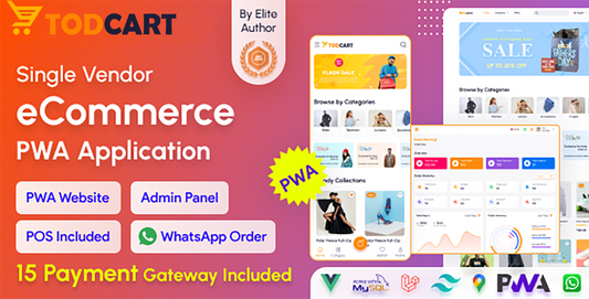 TODCART - PWA eCommerce CMS with POS & WhatsApp Ordering | Inventory Management