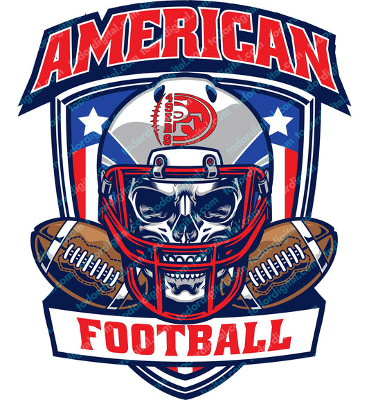 Football Svg File - Football Clipart - 49 ers Football Team Cut File - Skull Football Vector - American Football - American Soccer SVG