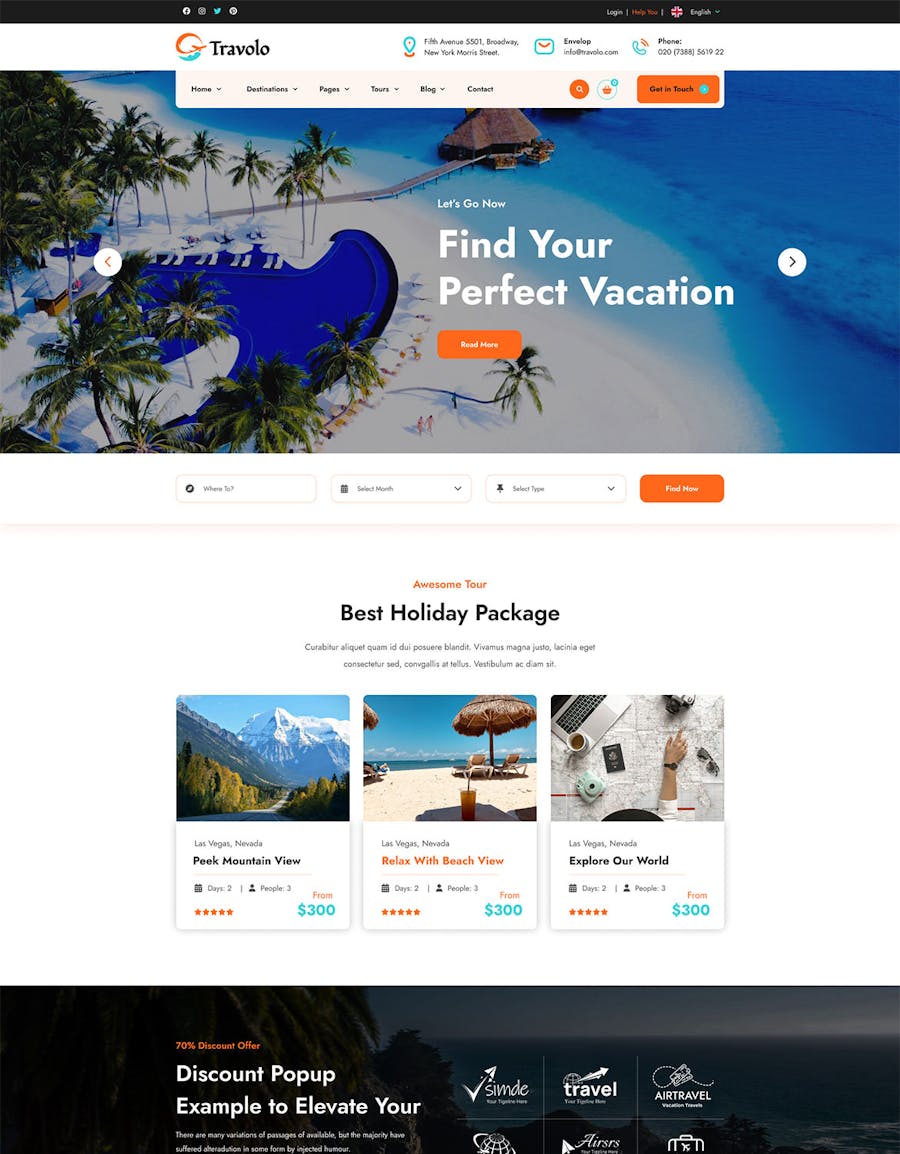 Travolo - Travel & Tour Booking WordPress Theme