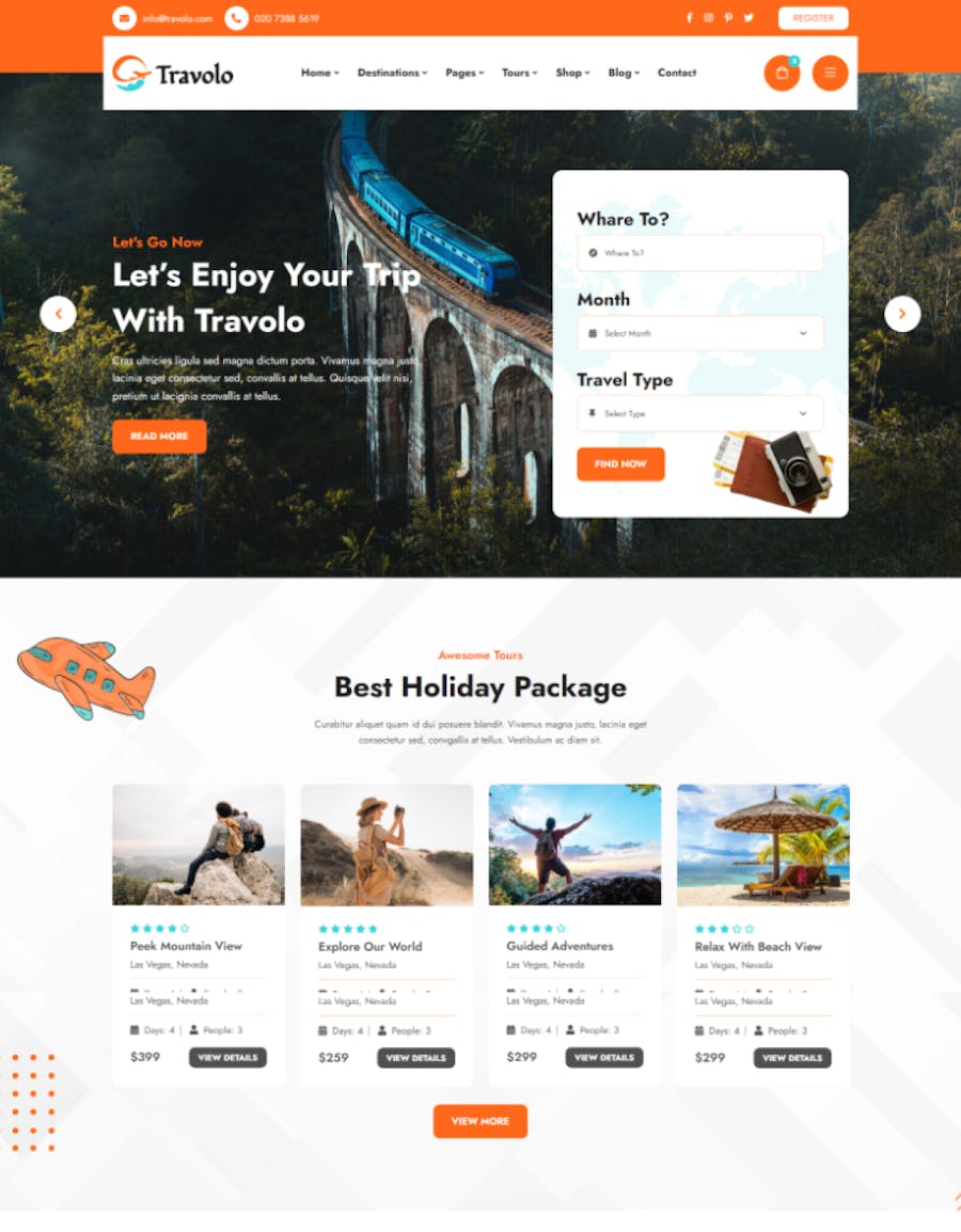 Travolo - Travel & Tour Booking WordPress Theme