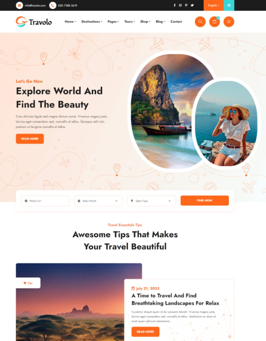 Travolo - Travel & Tour Booking WordPress Theme