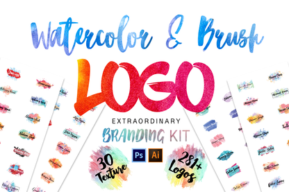 Watercolor and Brush Logos Branding Kit