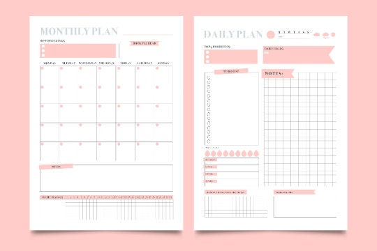 monthly planner and daily planner printable bullet journal