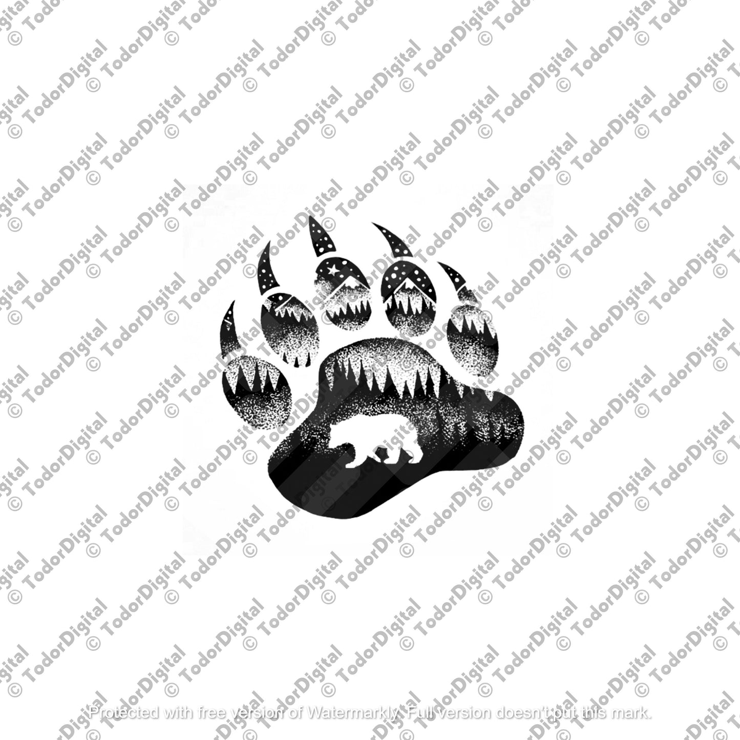 Bear Svg File - Bear Paw Svg Design - Bear Clipart - Animals Svg - Wild Animals Cut File - Svg For Cricut - Svg For Silhouette - DXF - EPS