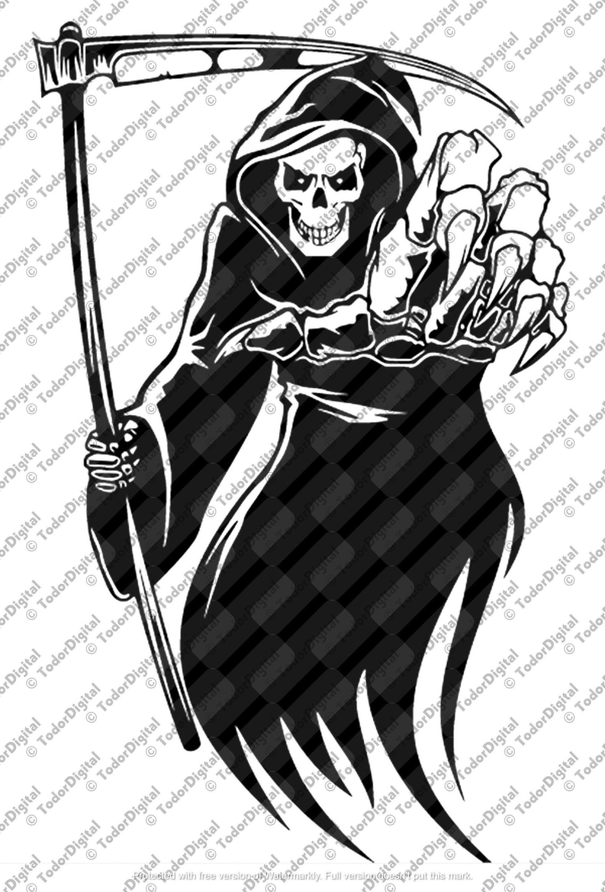 Grim Reaper Svg File - Skeleton Svg - Grim Reaper Decal - Halloween Svg - Vector Graphics - Svg For Cricut - Svg For Silhouette