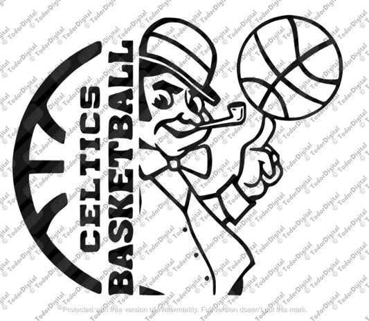 Basketball Svg File - Basketball Clipart - Celtics Basketball Team Mascot Cut File - Svg For Cricut - Svg For Silhouette - DXF - EPS  - PNG