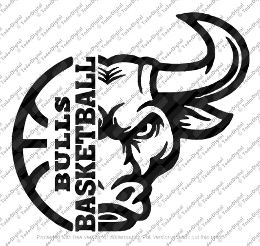 Basketball Svg File - Bulls Svg - Bulls Team Mascot - Basketball Clipart - Vector Graphics - Svg For Cricut - Svg For Silhouette - DXF - EPS