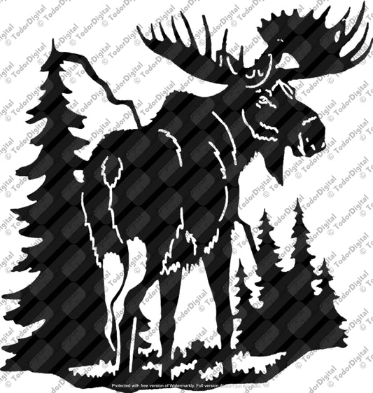 Moose Svg File, Moose Clipart, Moose in The Wood, Animals Svg, Wild Animals Vector Graphics, Hunting Season Svg Design.