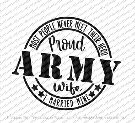 Proud Army Wife Svg File - Army Wife Clipart - Usa Army Svg - Military Cut File - Proud Wife - Svg For Cricut - Svg For Silhouette - DXF-EPS