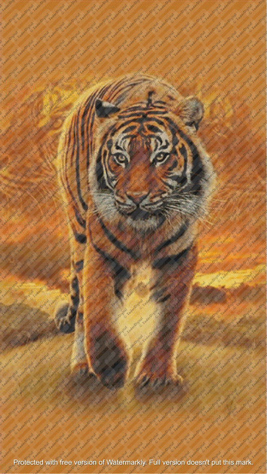 Tiger Cross Stitch Pattern, Tiger Digital Print, Hand Embroidery, Printable Tiger Decor.