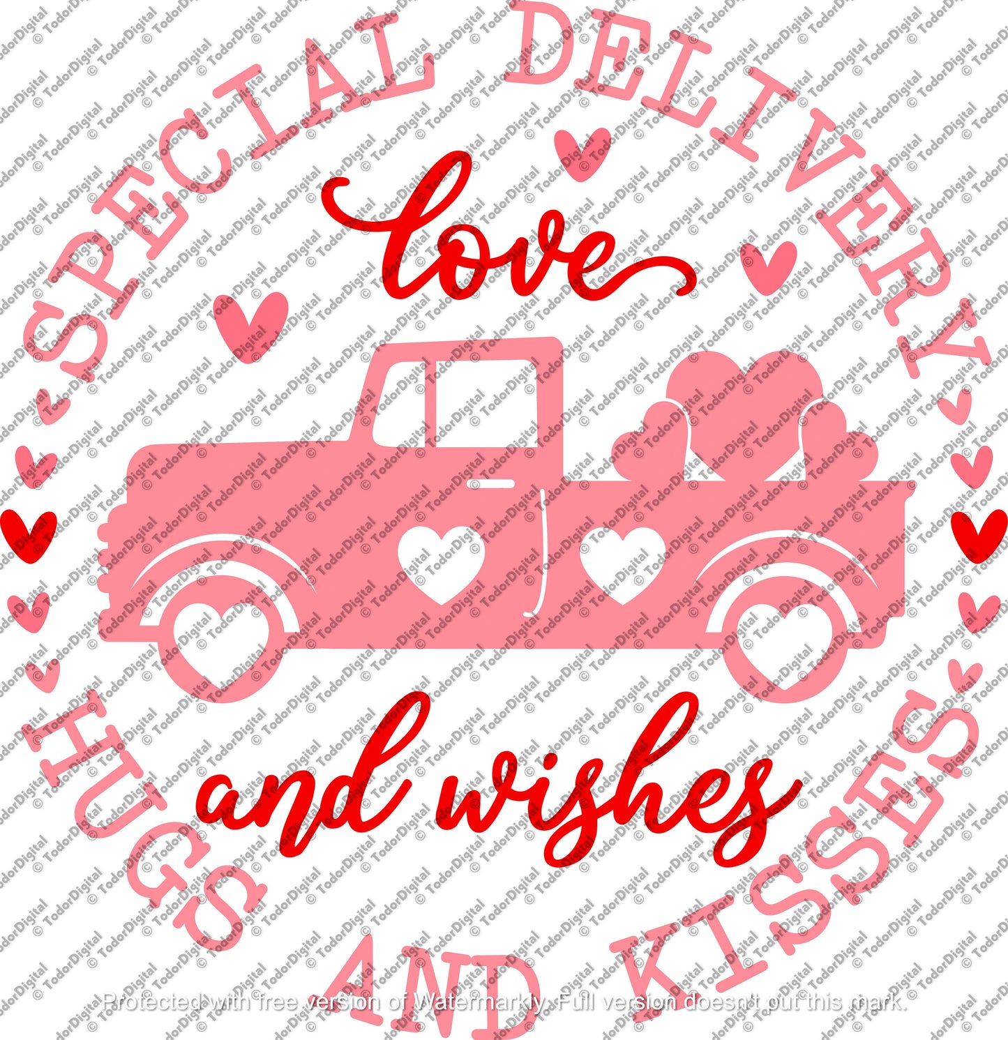 Hugs And Kisses Delivery Svg, Valentines Day Cake Topper Svg, Cake Topper Svg, Valentine, Valentines, Png,Dxf, Cricut,Silhouette,Glowforge