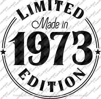 Vintage 1973 Tee 50th Birthday Gift SVG, T'shirts Design Svg, Made In Svg, Limited Edition Clip Art, SVG for cricu, Svg for Silhouette