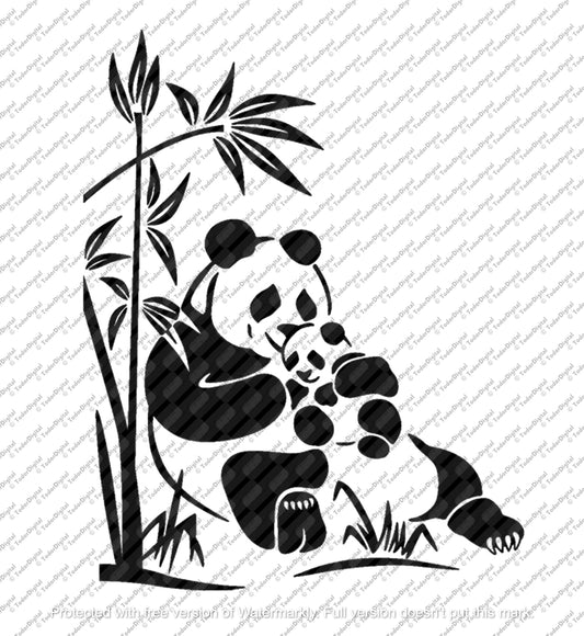 Panda Svg File - Panda Bear Clipart - Panda With Cub Svg - Panda Cut File - Animals Svg - Svg For Cricut - Svg For Silhouette - DXF -EPS-PNG