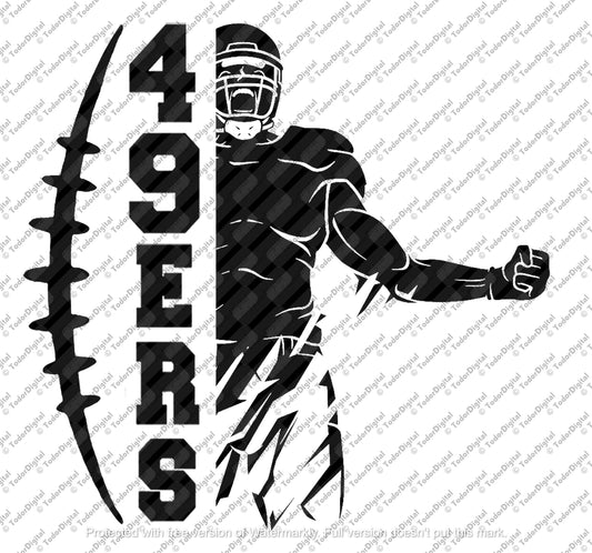 Football Svg File - Football Clipart - Football Cut File - 49ERS Team Cut File - Svg For Cricut - Svg For Silhouette - DXF - EPS - PNG