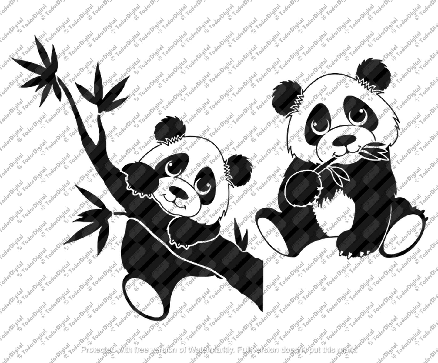 Panda Bear Svg,Panda Cubs Svg File,Funny Panda Cubs Clipart,Animals Stencil,Wild Animals Vector Graphics.