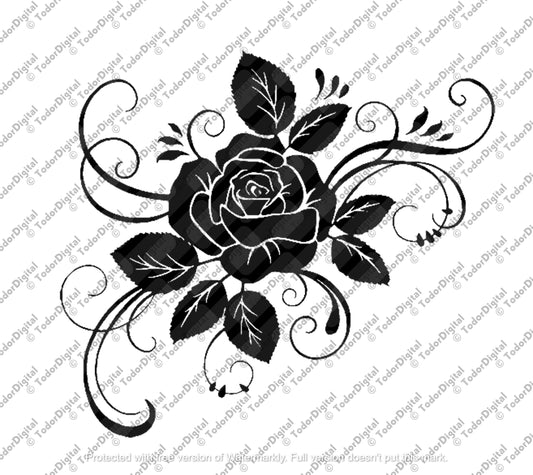 Rose Svg File - Rose Clipart - Flower Svg - Rose Flower Stencil - Flower Cut File - Vector Graphics - Svg For Cricut - Svg For Silhouette