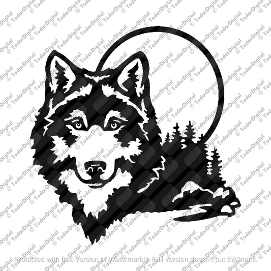 Wolf Svg File, Wolves Svg, Wolf And the Moon Svg Design, Wolf Pack Vector Graphics, Wild Animals Svg.