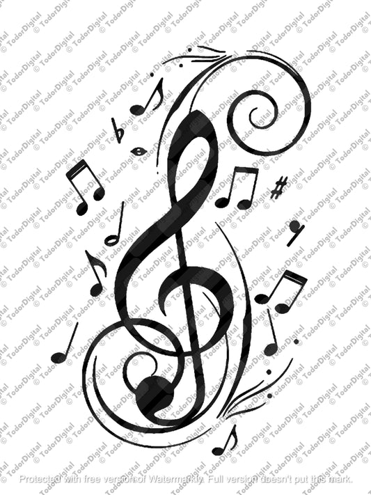 Treble Clef Svg File - Music Svg - Treble Clef Clipart - Music Notes Svg - Vector Graphics - Svg For Cricut - Svg For Silhouette - DXF - EPS