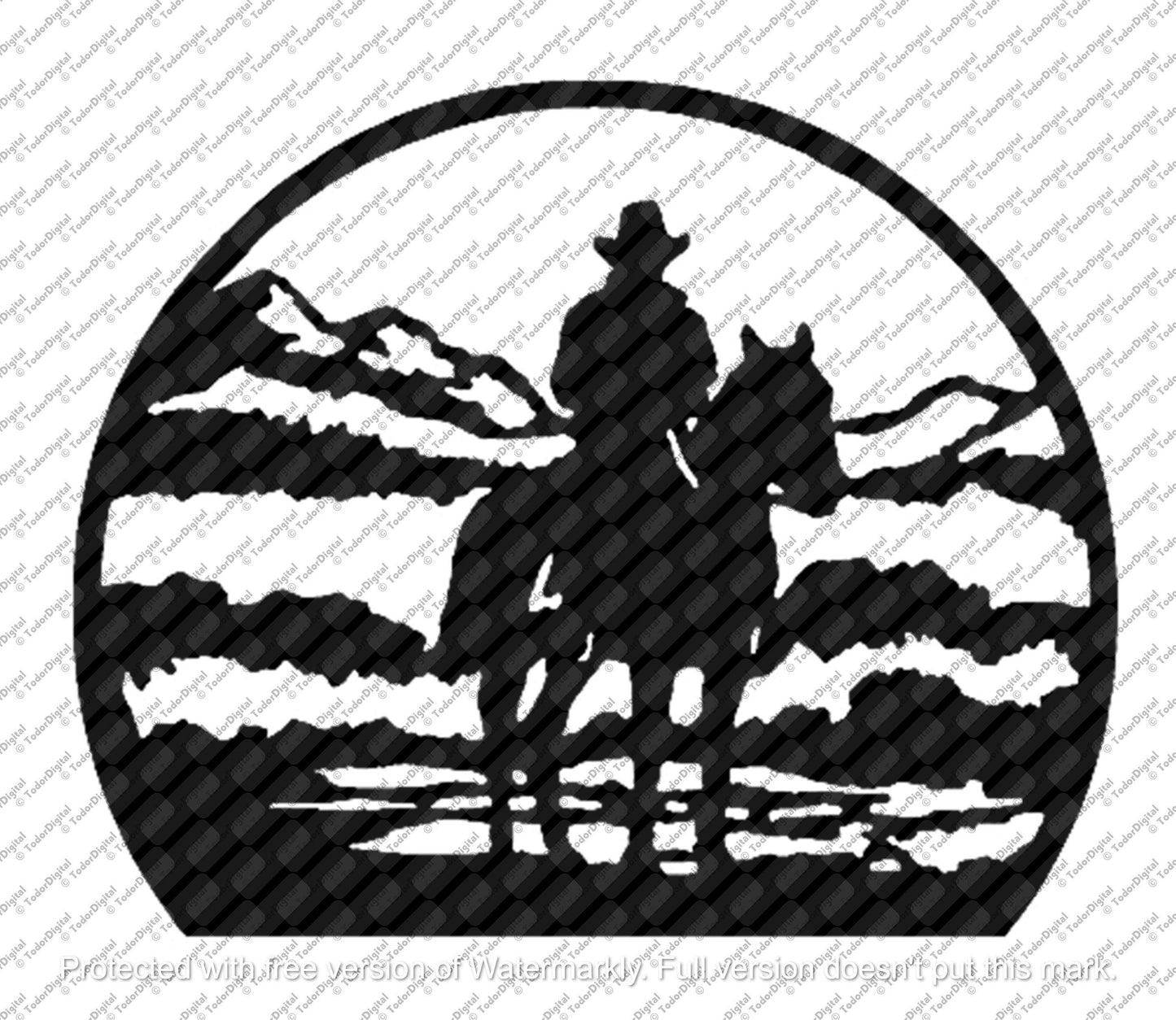 Cowboy Svg File, Cowboy at Sunset Svg Design, Western Clipart, Western Decor, Cowboy Vector Graphics.