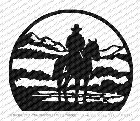 Cowboy Svg File, Cowboy at Sunset Svg Design, Western Clipart, Western Decor, Cowboy Vector Graphics.