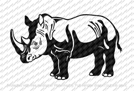 Rhino Svg File - Rhinoceros Clipart - Rhino Cut File - Animals Svg - Safari Animals - Svg For Cricut - Svg For Silhouette - DXF - EPS - PNG