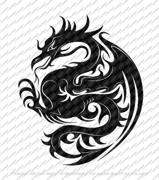 Dragon Svg File - Dragon Clipart - Black Dragon Cut File - Dragon Vector Graphics - Svg For Cricut - Svg For Silhouette - DXF - EPS - PNG