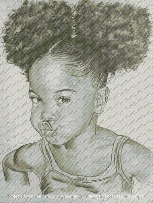 Black Art Decor Cross Stitch Pattern, Little Girl Cross Stitch, Little African American Girl Pattern, Hand Embroidery.