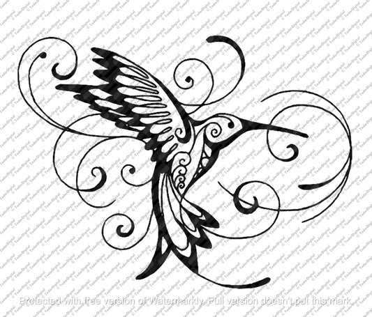 Hummingbird Svg File, Birds Svg, Hummingbird Tattoo Design, Wild Birds Vector Graphics.