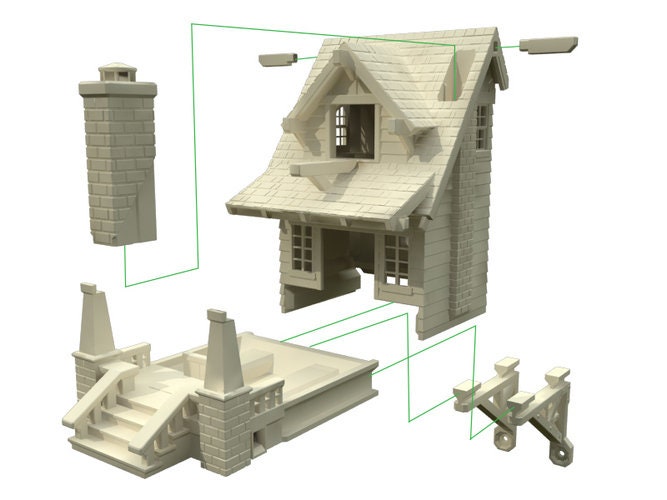 The American Bungalow Birdhouse STL File, Birdhouse 3D Print File, Bungalow 3D Print File, 3D House STL file, Birdhouse STL File,