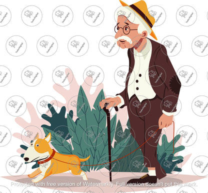 Elderly Bundle SVG, EPS, AI, Elderly With Animals Svg, Elderly With Cane Svg, Elderly Clipart, Elderly Thirts Design, Elderly Png Files