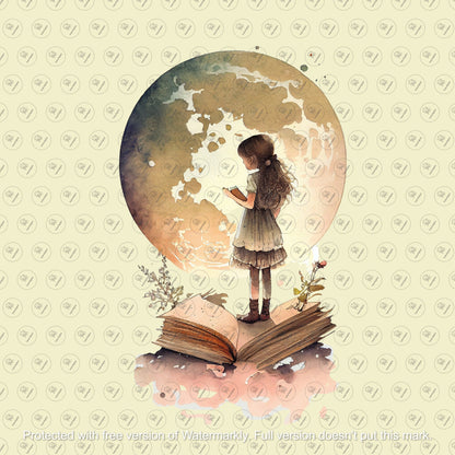 Book Moon Fantasy PNG Elements Clipart, Books PNG Clipart, SublimationFantasy, PNG clipart, Fantastic Nature Book Sublimation, Print