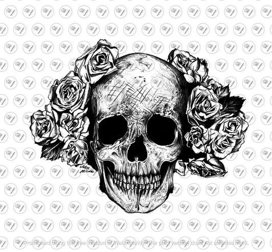 Skull Svg File - Skull With Roses Svg Design - Skull Clipart - Vector Graphics - Svg For Cricut -  Svg For Silhouette - DXF - EPS - PNG