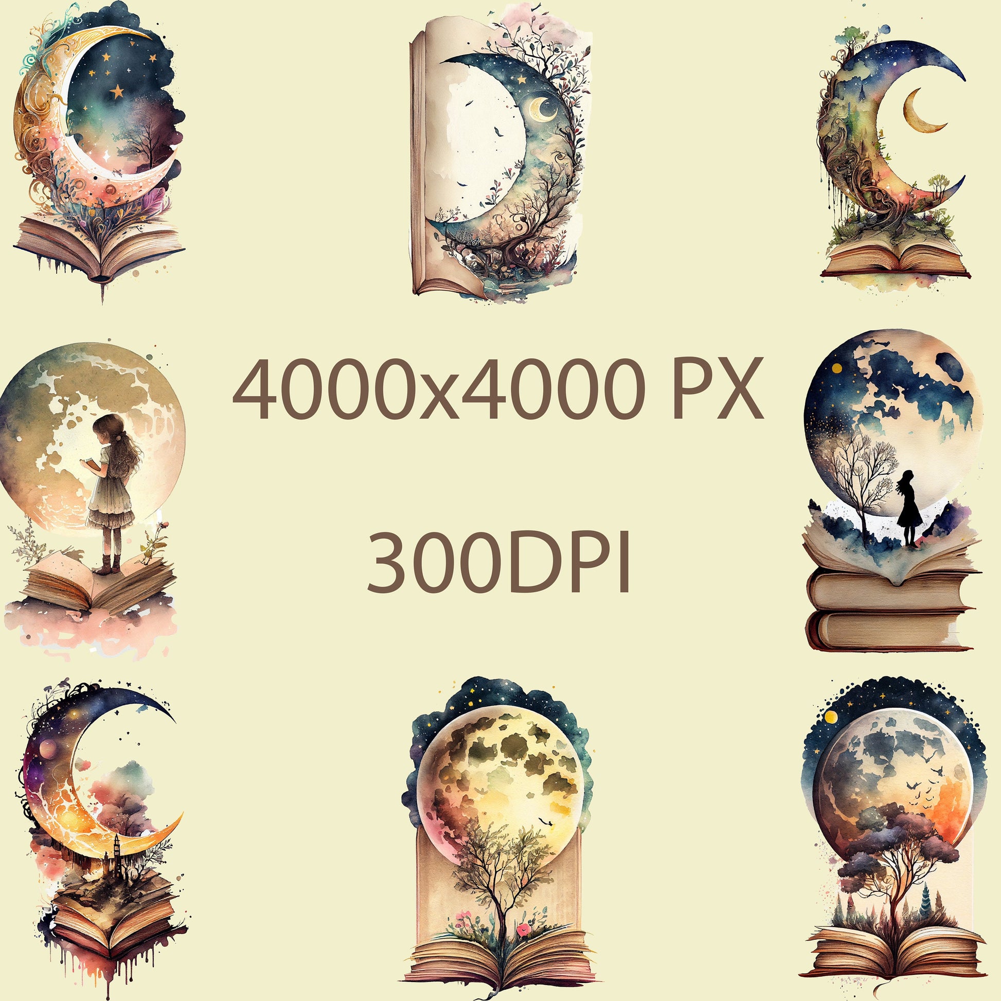 Book Moon Fantasy PNG Elements Clipart, Books PNG Clipart, SublimationFantasy, PNG clipart, Fantastic Nature Book Sublimation, Print