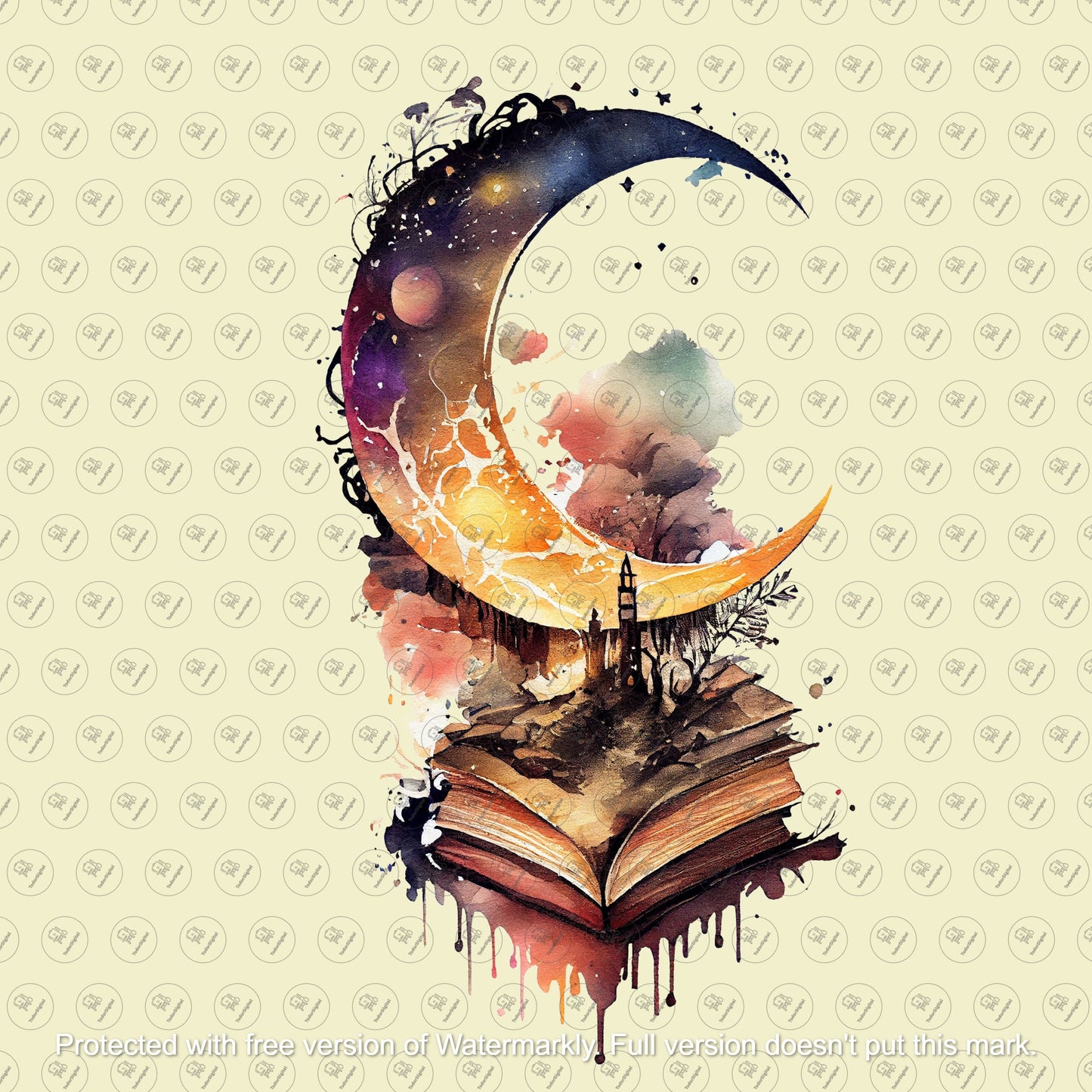 Book Moon Fantasy PNG Elements Clipart, Books PNG Clipart, SublimationFantasy, PNG clipart, Fantastic Nature Book Sublimation, Print