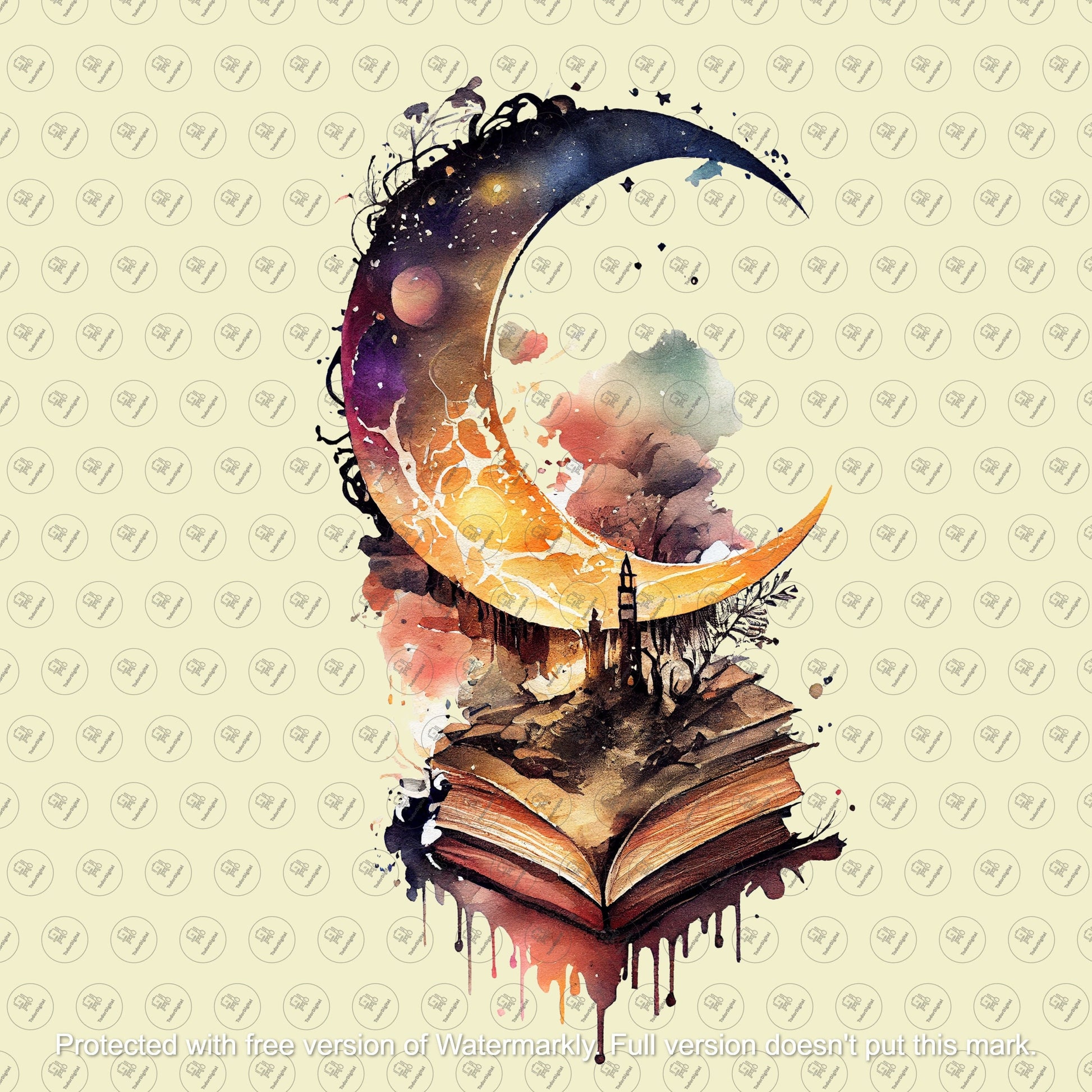 Book Moon Fantasy PNG Elements Clipart, Books PNG Clipart, SublimationFantasy, PNG clipart, Fantastic Nature Book Sublimation, Print