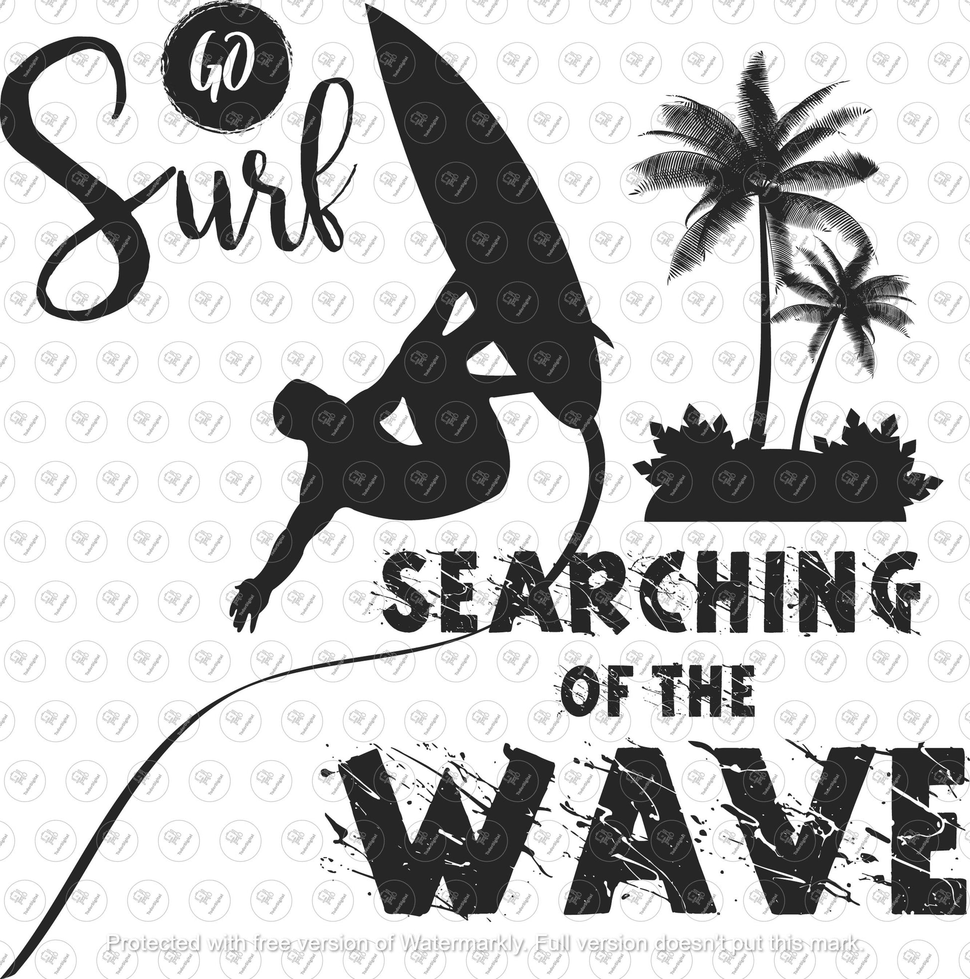 Surfing Vacation Banner, Surfer Icon Silhouette, Grunge Design, Vector Graphics, Summer Vacation SVG, Summer Vacation Clipart, Surfer Tshirt