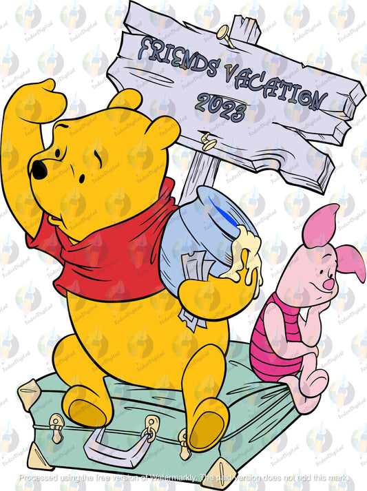 Friends Vacation SVG - Vacation Clipart - Friends SVG - Winnie the Pooh Svg - Winnie the Pooh Cut File - Cartoon Characters - Cartoon Svg