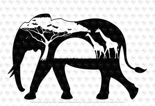 Elephant Svg File - Elephant Cut File - African Animals Clipart - Safari Animals Vector Graphics - Svg For Cricut - Svg For Silhouette - DXF