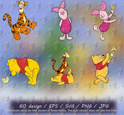 Winnie The Pooh SVG Bundle - Pooh 60 Design File - Winnie the Pooh Svg File - Winnie the Pooh Cut File - Cartoon Characters - Cartoon Svg