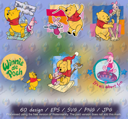 Winnie The Pooh SVG Bundle - Pooh 60 Design File - Winnie the Pooh Svg File - Winnie the Pooh Cut File - Cartoon Characters - Cartoon Svg