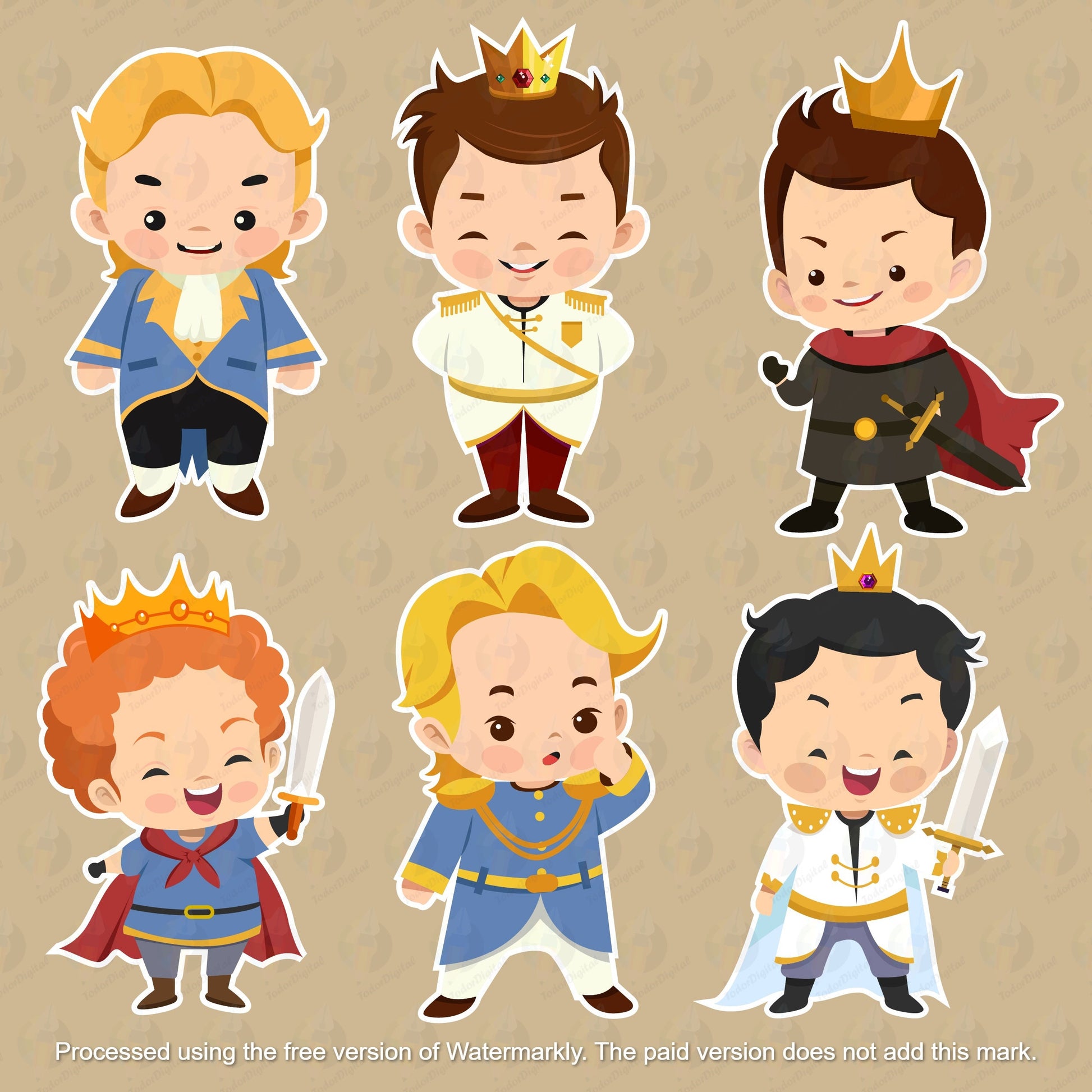 Prince Icons - Cute Tiny Boys Sketch - Cartoon Characters - Little Prince SVG - Little Prince Clipart - Little Boy Svg - Prince Cartoon SVG