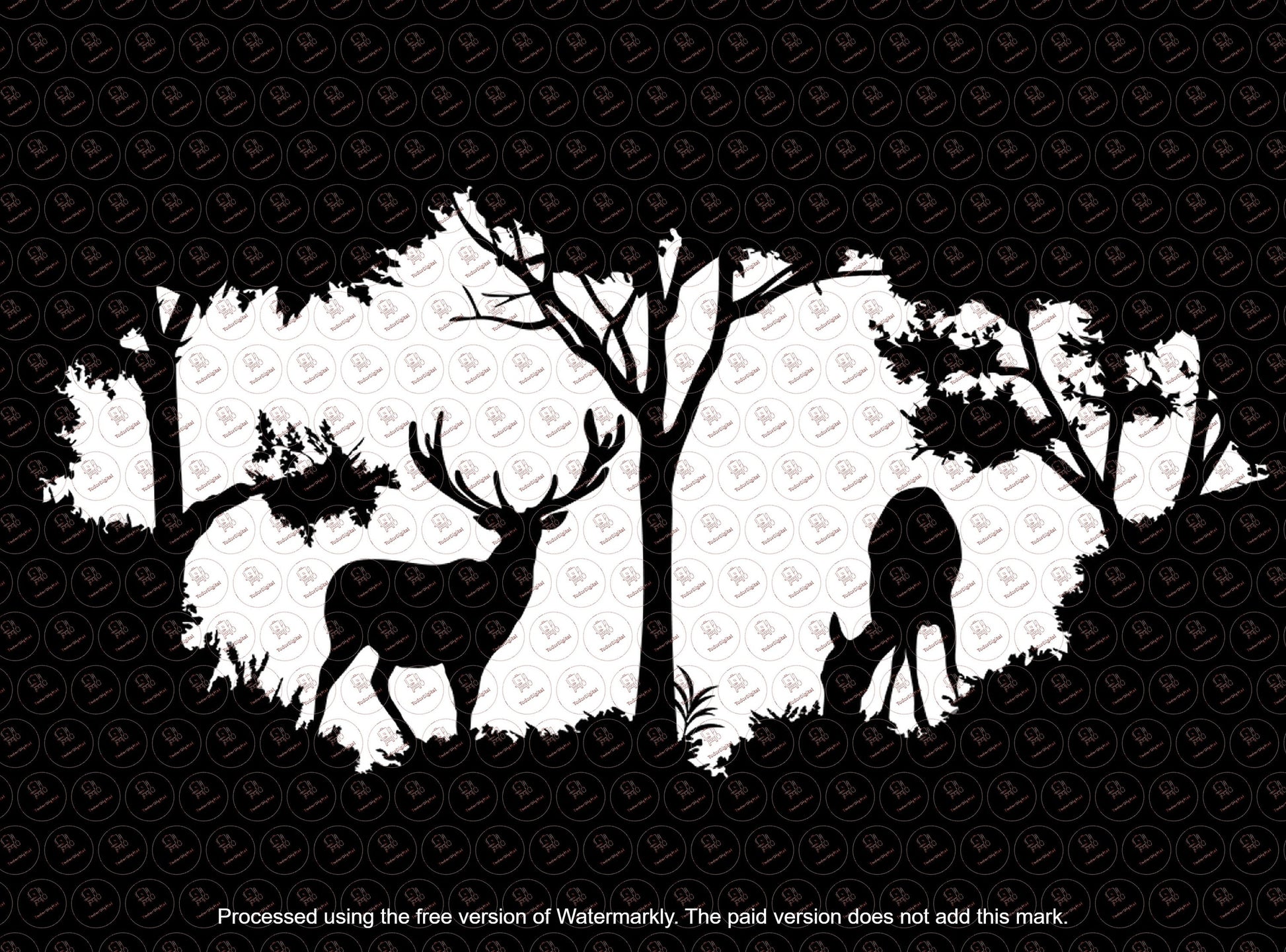 Deers in The Forest Svg File - Deer Svg File - Deer Clipart - Wild Animals Vector Graphics - Svg For Cricut - Svg For Silhouette -  DXF -EPS