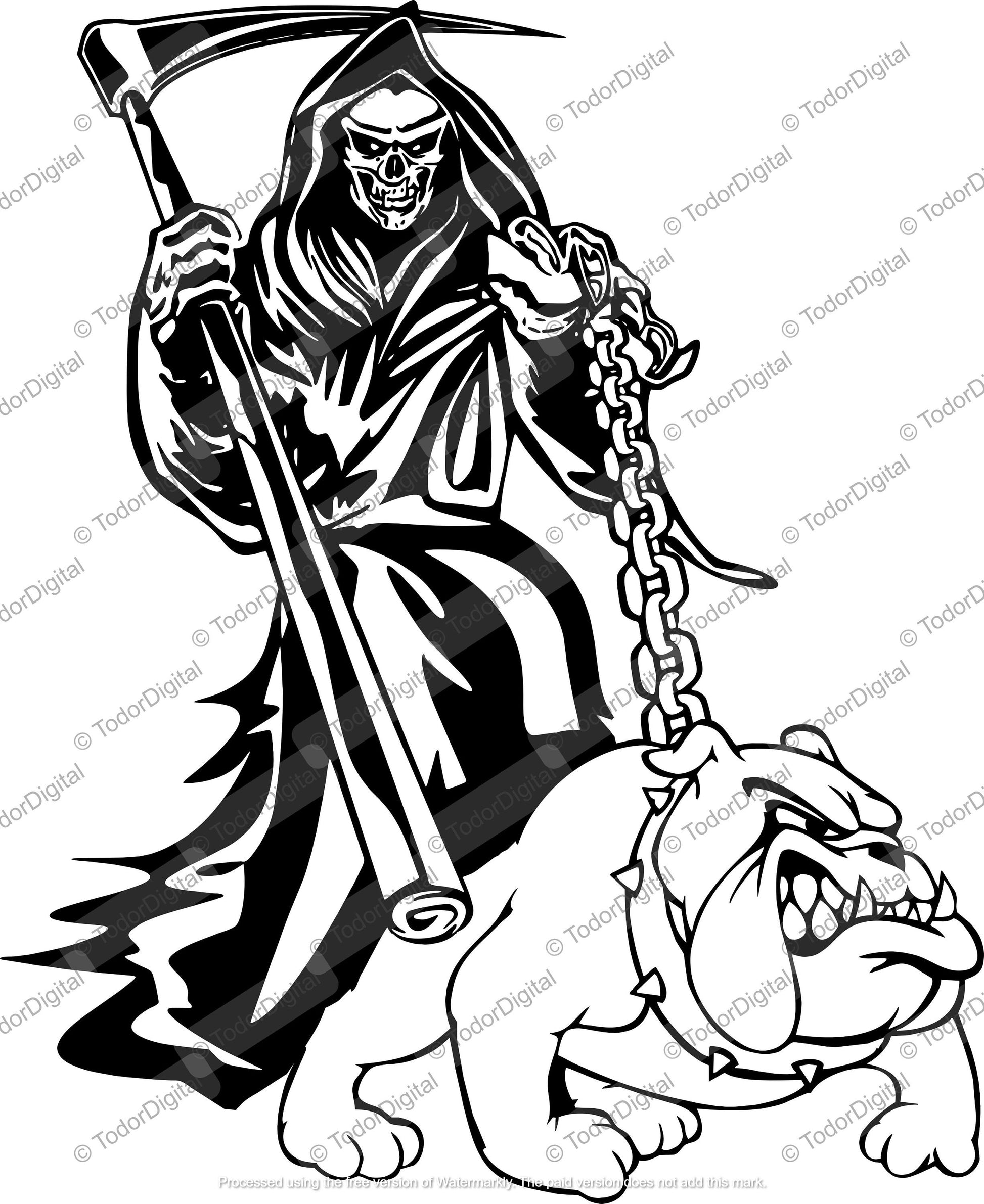 Grim Reaper Svg File - Skeleton Svg - Pitbull Dog Svg File - Bill Dog Svg - Grim Reaper Vector Graphics - Svg For Cricut - For Silhouette