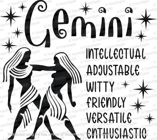 Gemini Zodiac Signs Positive Traits Gemini, Zodiac Quote Sign, Zodiac Sign Svg