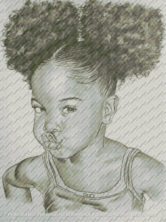 Black Art Decor Cross Stitch Pattern, Little Girl Cross Stitch, Little African American Girl Pattern, Hand Embroidery.