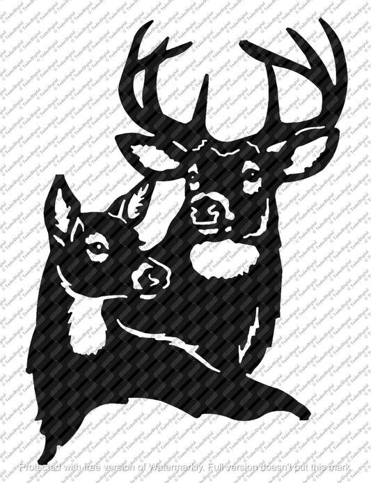 Deers Svg File - Deer Clipart - Elk Svg - Buck - Animals Svg - Wild Animals Clipart - Hunting - Svg For Cricut - Svg For Silhouette - DXF